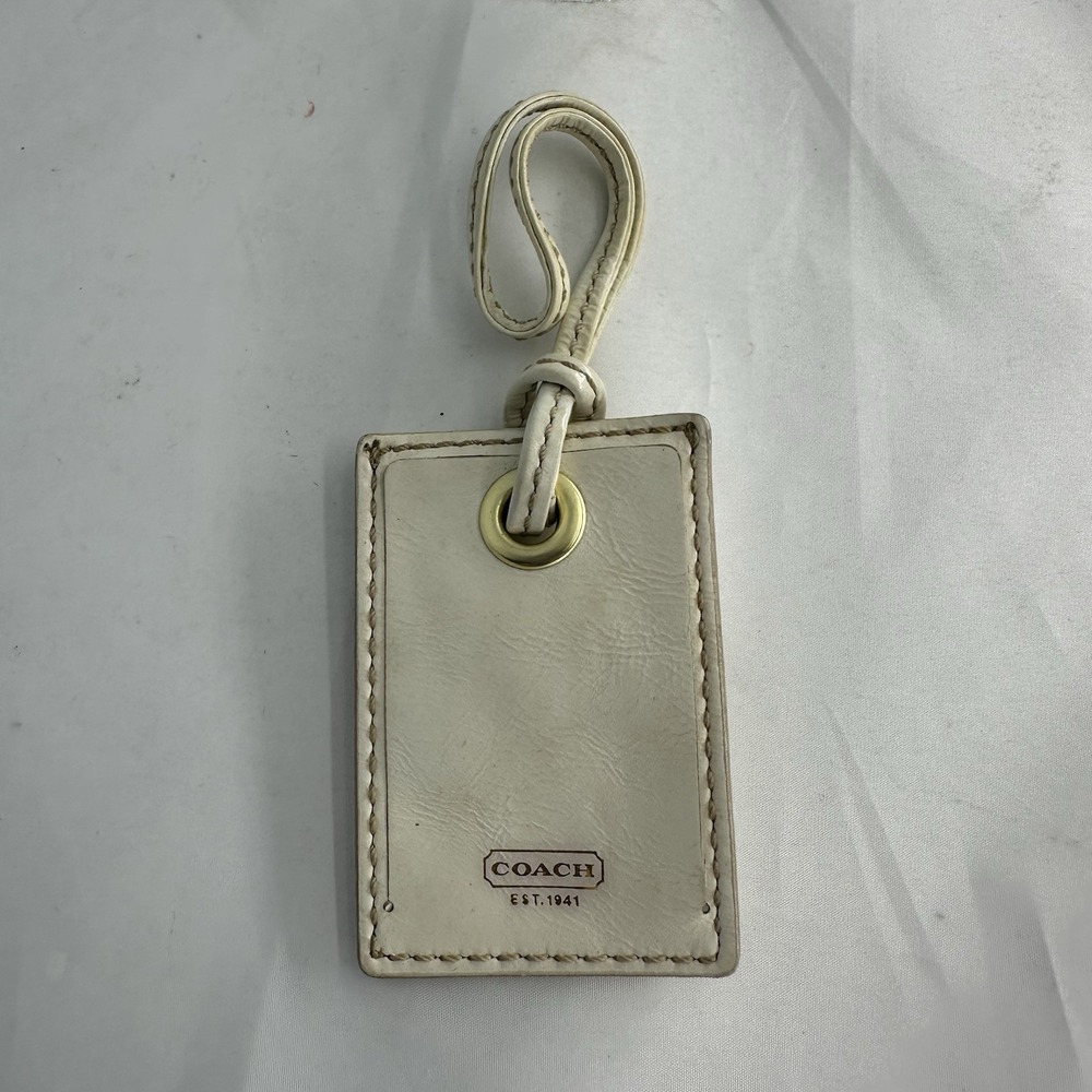 COACH Leather Luggage ID Loop Strap IVORY CREAM Bag Charm Hang Tag